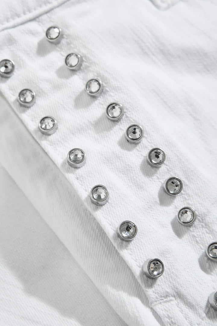 See You In Paradise Heavy Metal Denim Shorts White JBP109S-50 | Pro Feet