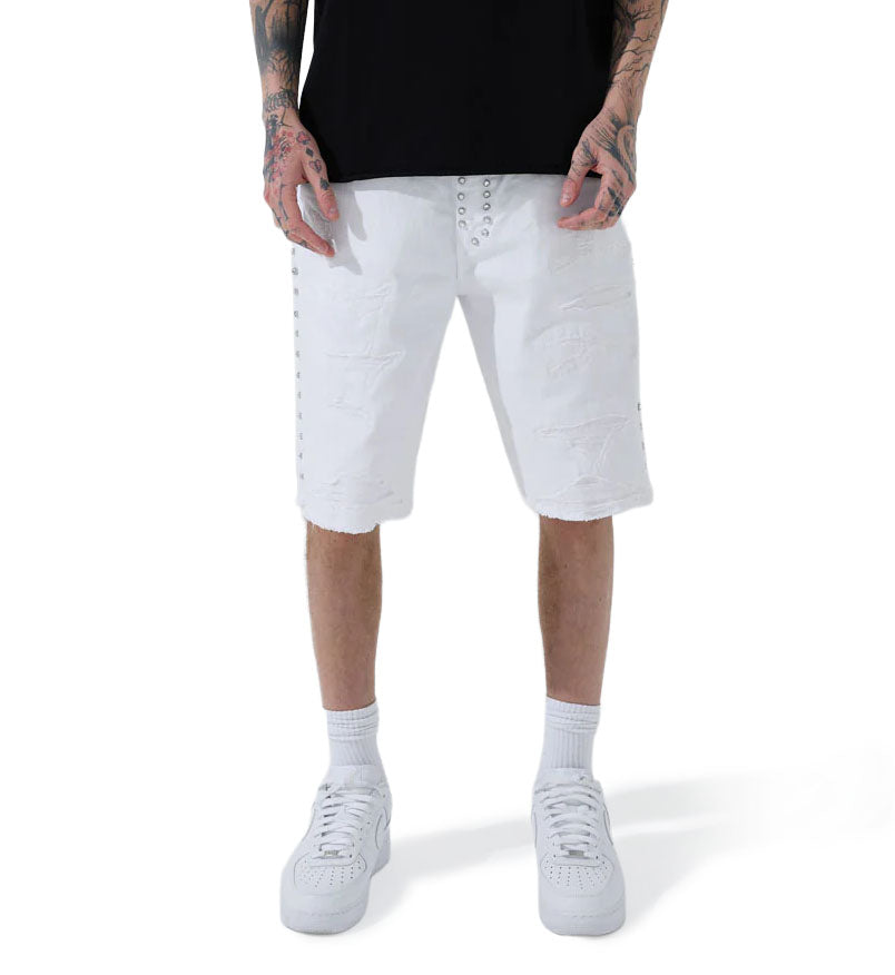 See You In Paradise Heavy Metal Denim Shorts White JBP109S-50 | Pro Feet