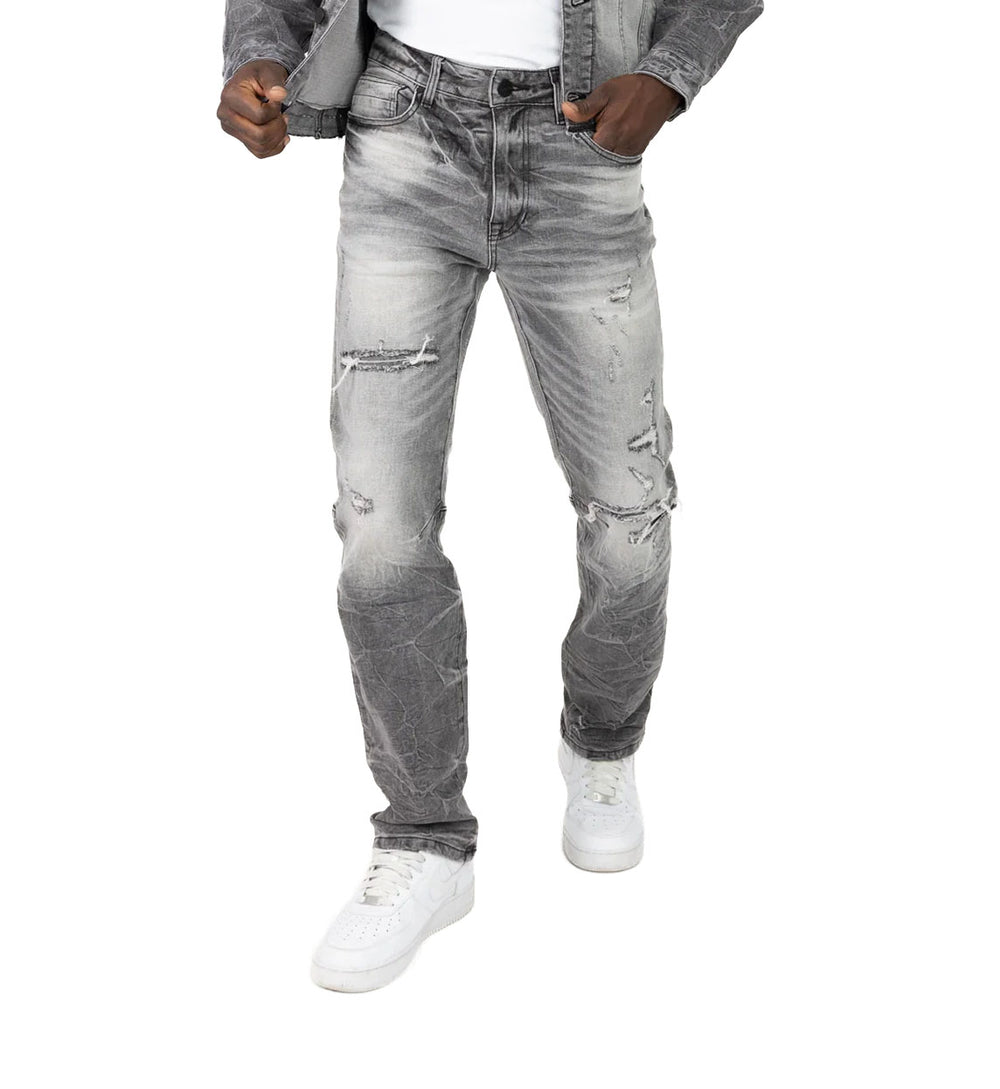 Smoke Rise Straight Heavy Whisker Effect Jeans Astro Black (JP25508)