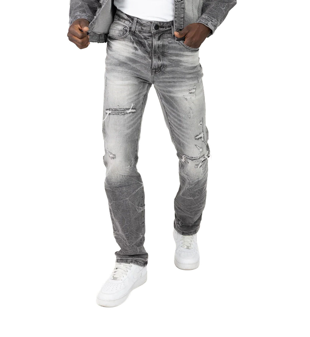 Smoke Rise Straight Heavy Whisker Effect Jeans Astro Black (JP25508)