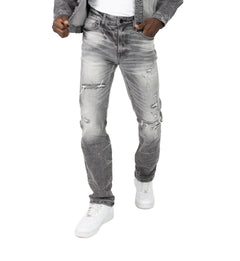 Smoke Rise Straight Heavy Whisker Effect Jeans Astro Black (JP25508)
