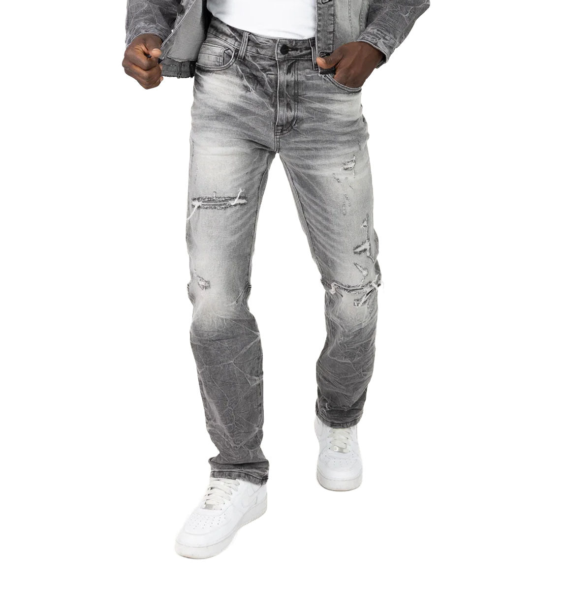 Smoke Rise Straight Heavy Whisker Effect Jeans Astro Black (JP25508)