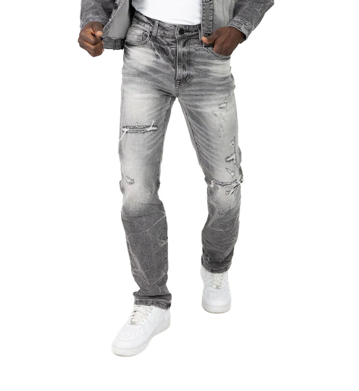 Smoke Rise Straight Heavy Whisker Effect Jeans Astro Black (JP25508)