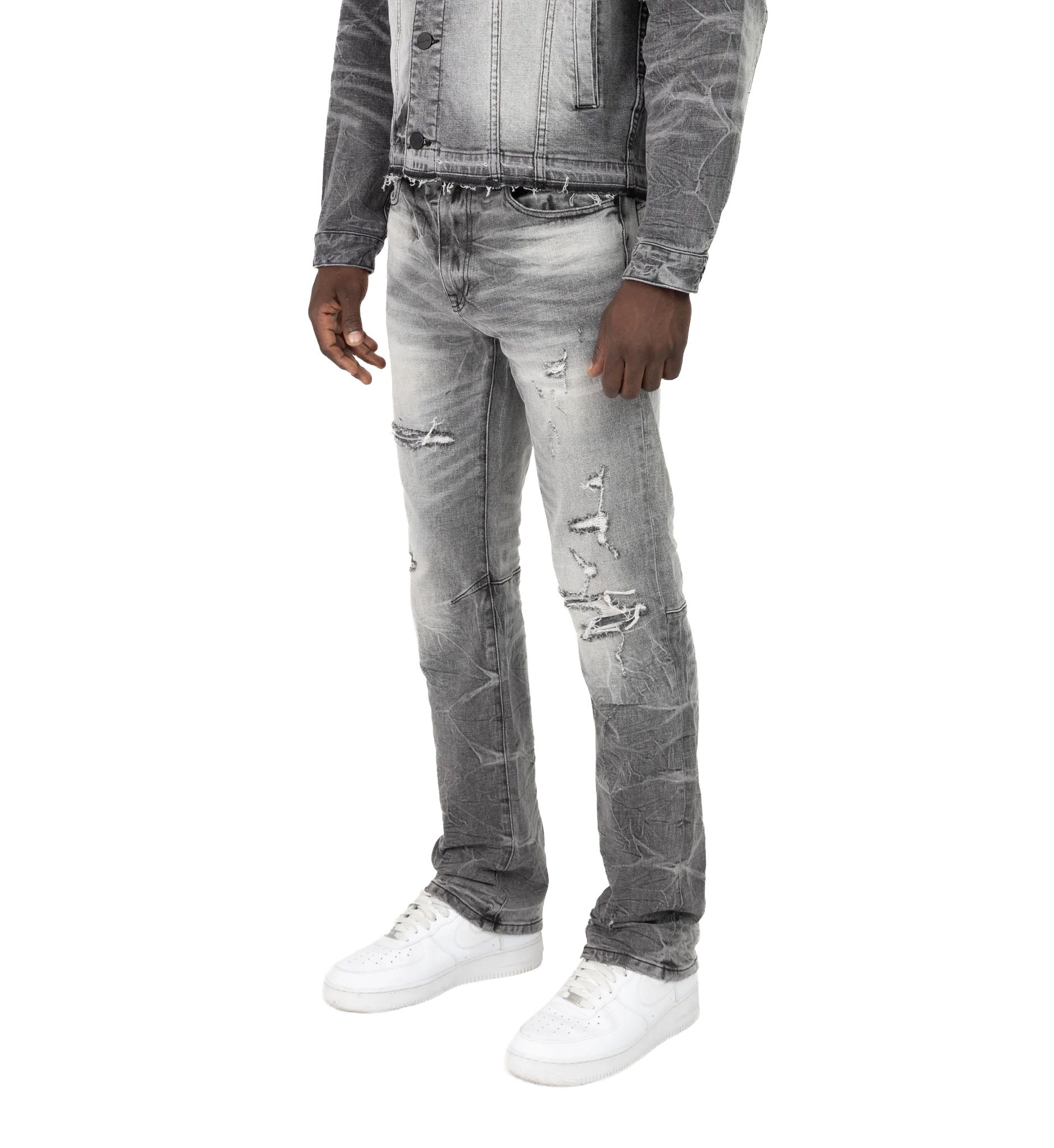Smoke Rise Straight Heavy Whisker Effect Jeans Astro Black (JP25508)