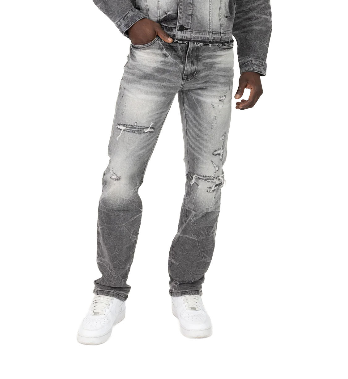 Smoke Rise Straight Heavy Whisker Effect Jeans Astro Black (JP25508)