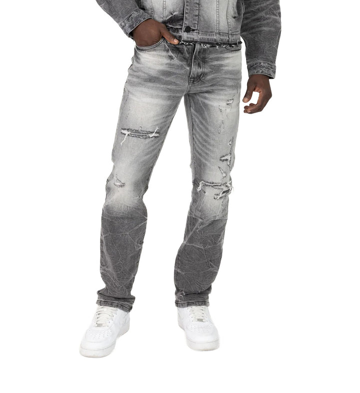 Smoke Rise Straight Heavy Whisker Effect Jeans Astro Black (JP25508)