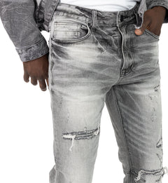 Smoke Rise Straight Heavy Whisker Effect Jeans Astro Black (JP25508)
