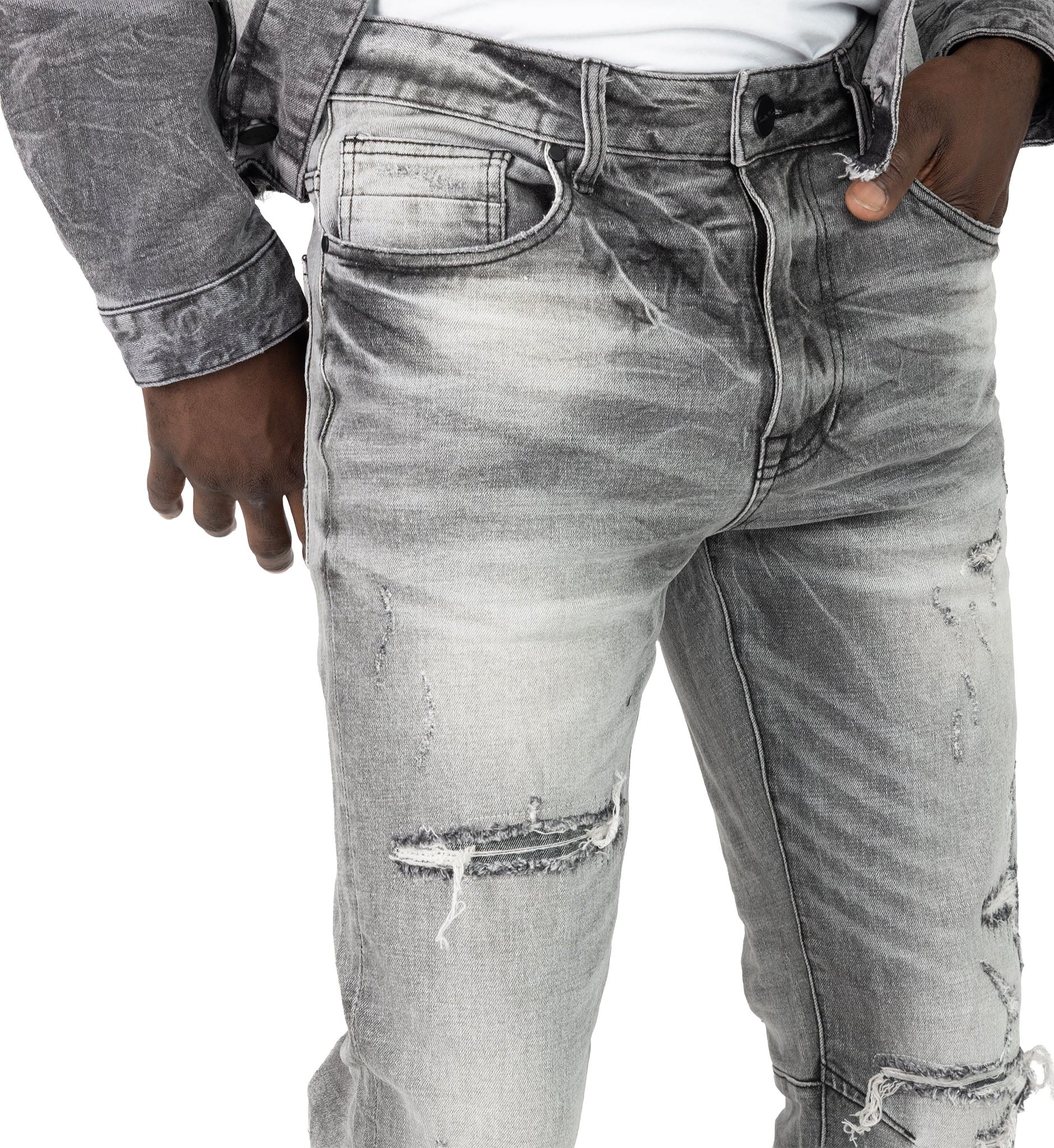 Smoke Rise Straight Heavy Whisker Effect Jeans Astro Black (JP25508)