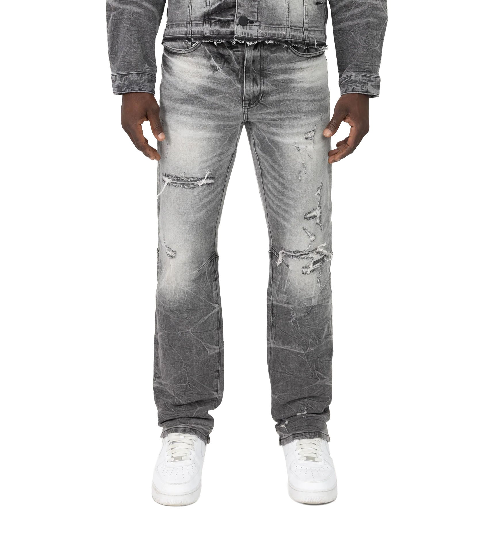 Smoke Rise Straight Heavy Whisker Effect Jeans Astro Black (JP25508)