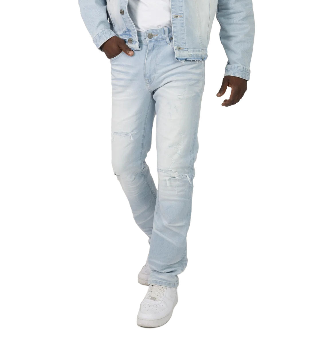 Smoke Rise Straight Heavy Whisker Effect Jeans Kori Blue (JP25508)