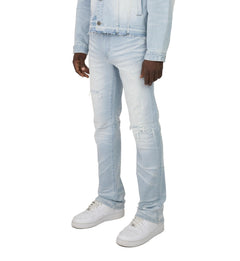 Smoke Rise Straight Heavy Whisker Effect Jeans Kori Blue (JP25508)