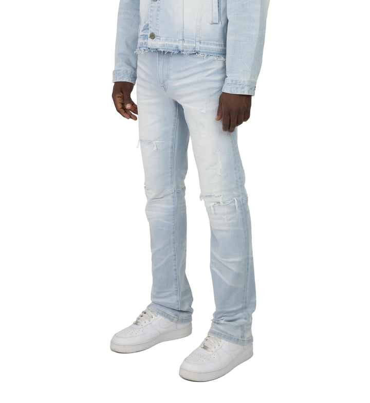 Smoke Rise Straight Heavy Whisker Effect Jeans Kori Blue JP25508 | Pro Feet