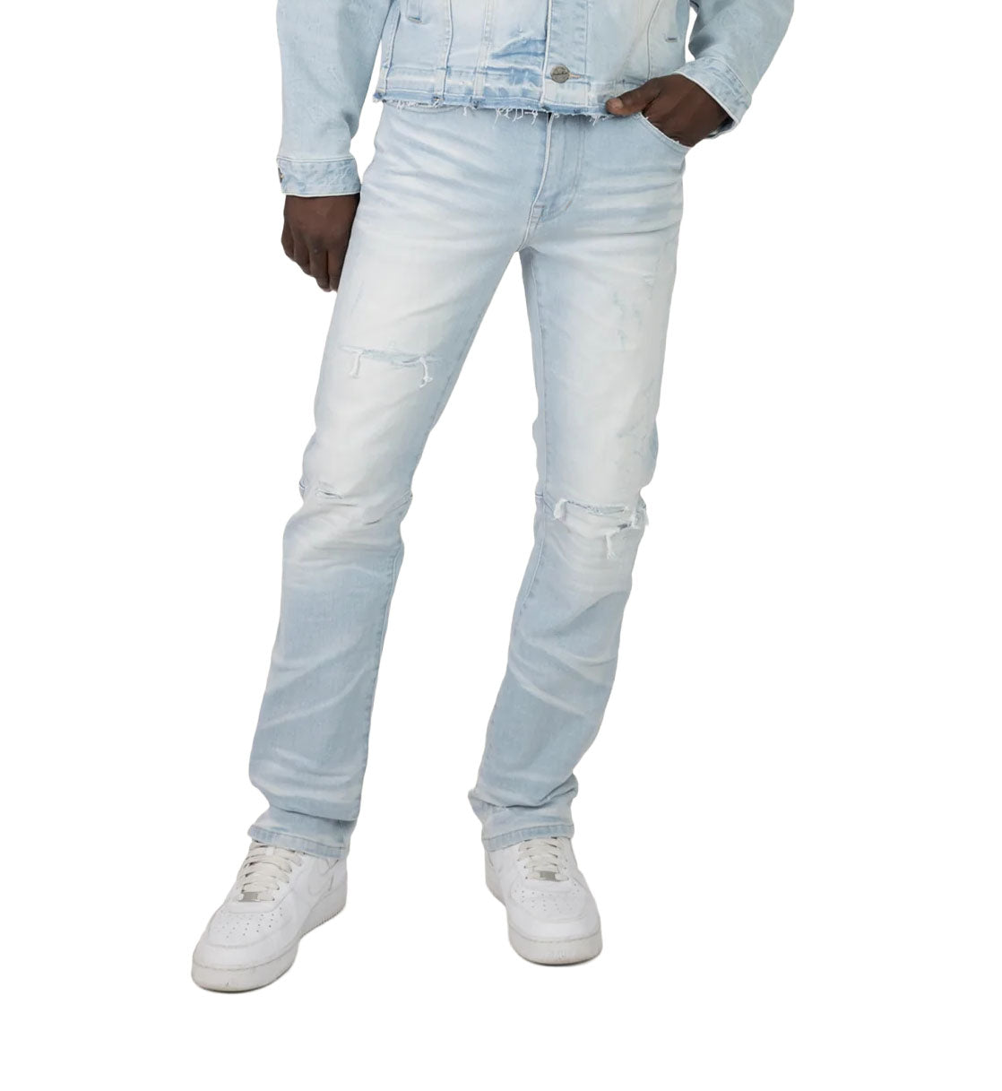 Smoke Rise Straight Heavy Whisker Effect Jeans Kori Blue (JP25508)