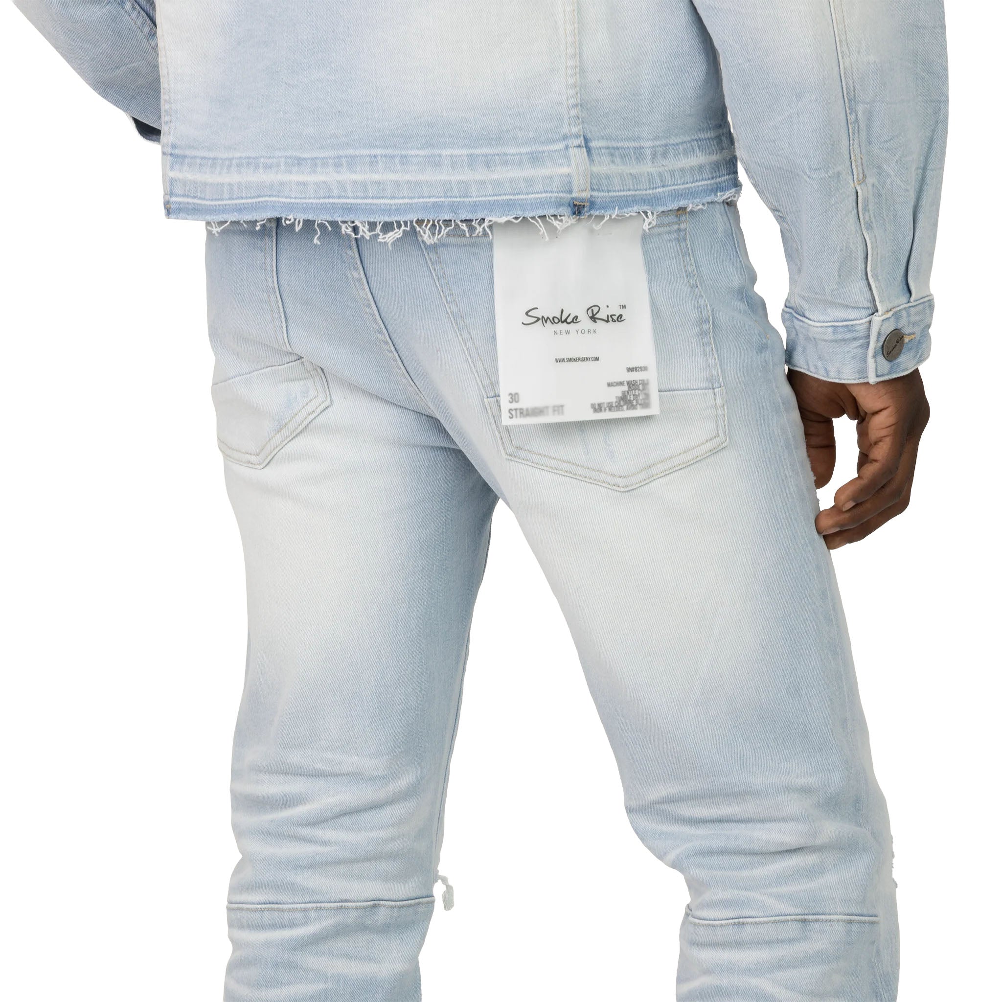 Smoke Rise Straight Heavy Whisker Effect Jeans Kori Blue (JP25508)