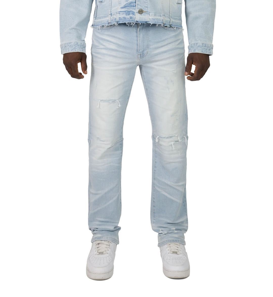Smoke Rise Straight Heavy Whisker Effect Jeans Kori Blue (JP25508)