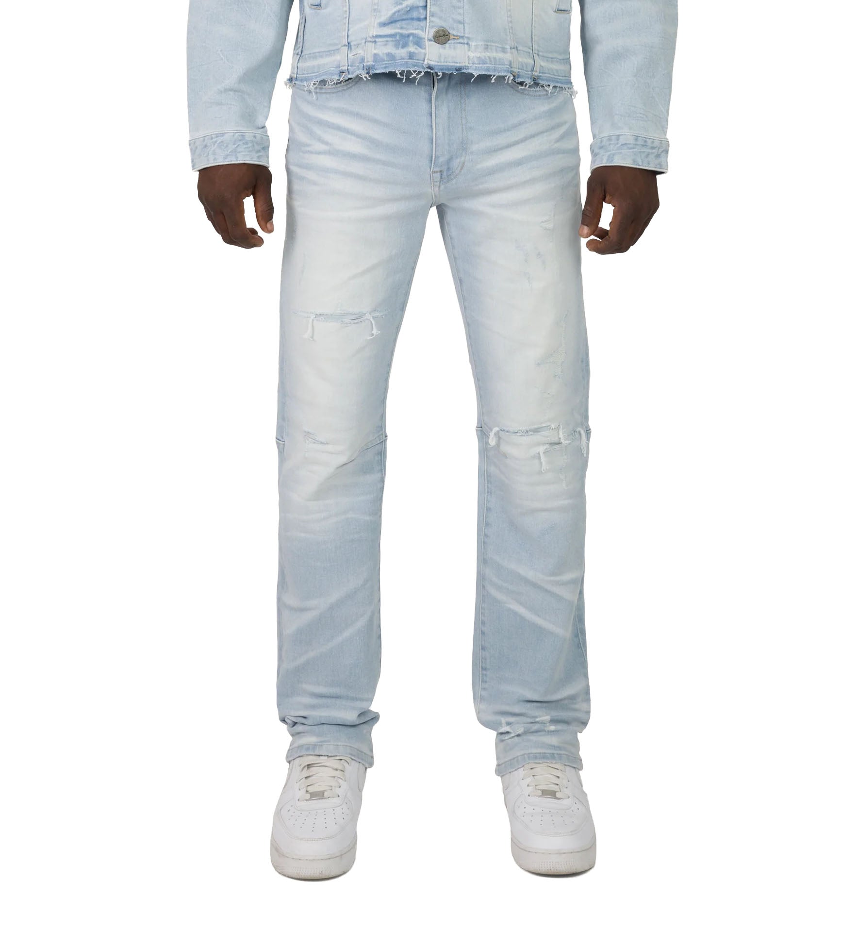 Smoke Rise Straight Heavy Whisker Effect Jeans Kori Blue (JP25508)
