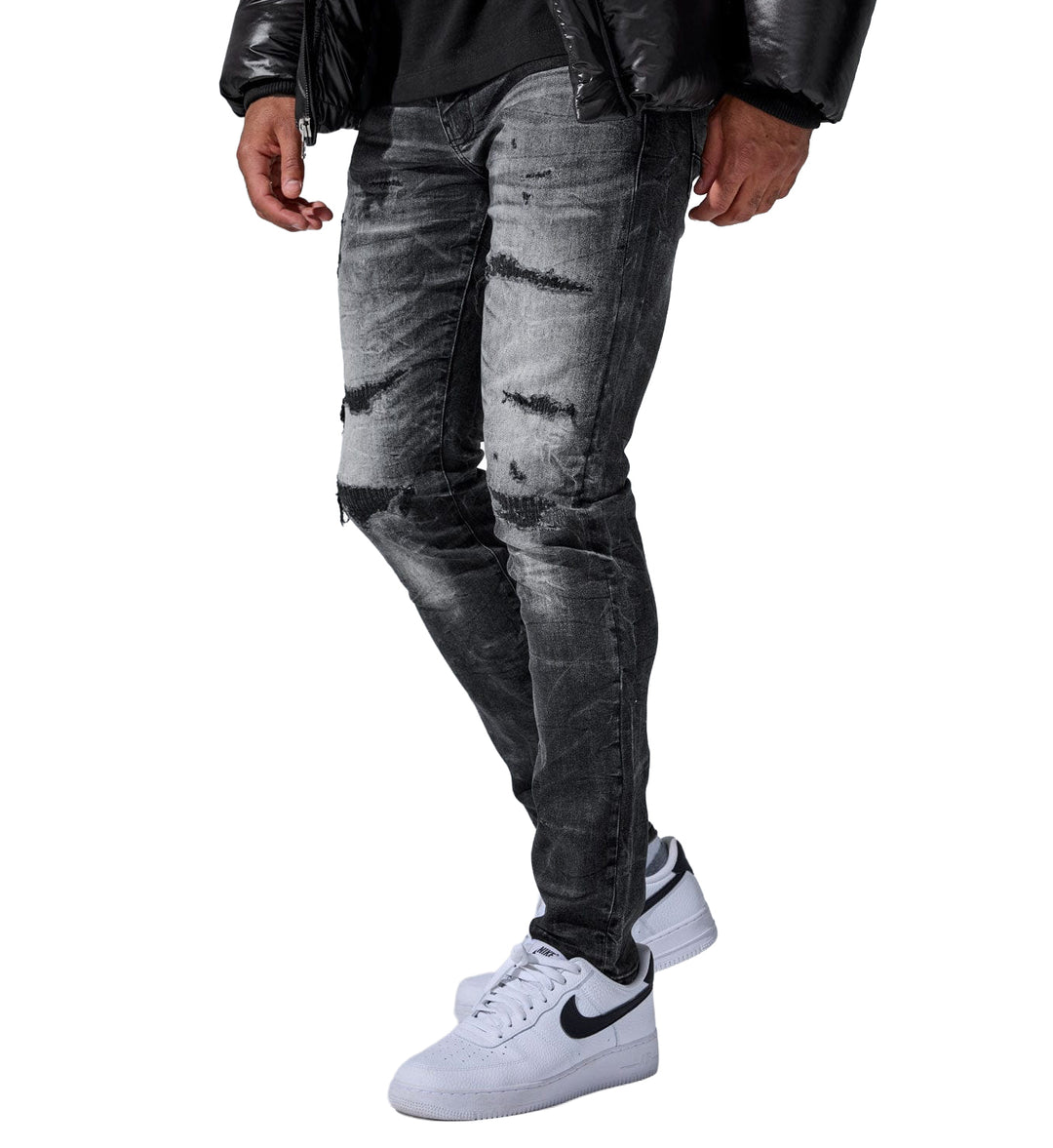 Man wearing Slim Taper Fit – Alexander Denim (Black Shadow)