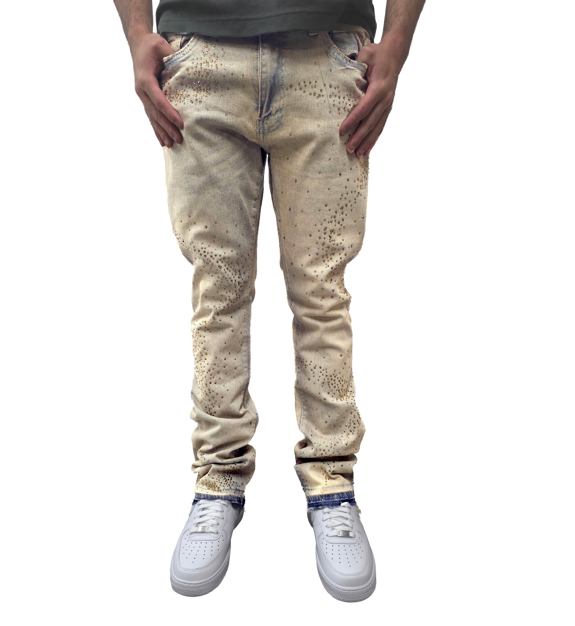 ordan Craig Crystal Flare Jeans “Cream Wash” (JTF2316-2R)