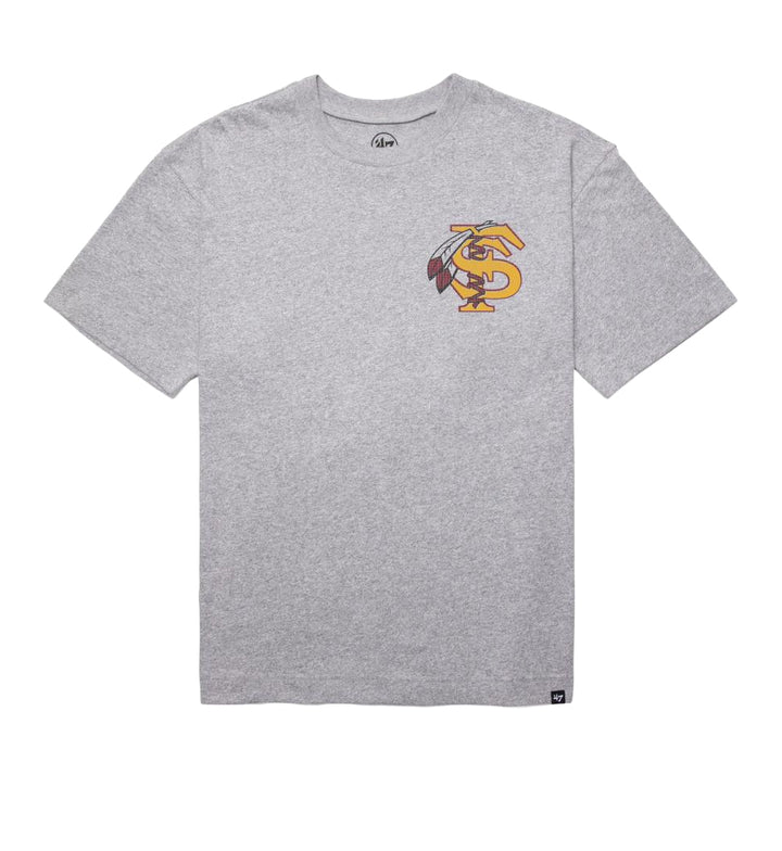 Gray '47 Brand Florida State Seminoles Alumnus Backer Foundation Tee with a logo on a white background
