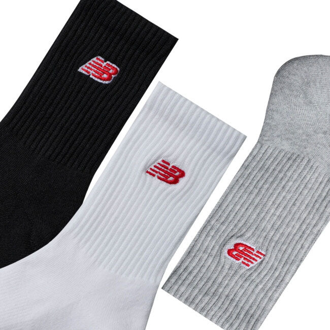 New Balance NB Patch Logo Crew Socks 3 Pack White Multi LAS33763WM | Pro Feet
