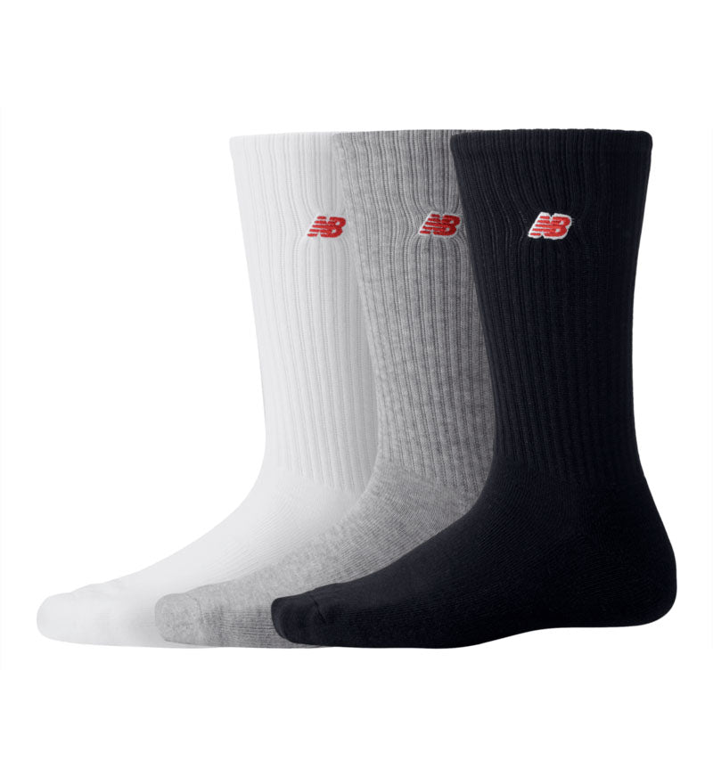 New Balance NB Patch Logo Crew Socks 3 Pack White Multi LAS33763WM | Pro Feet