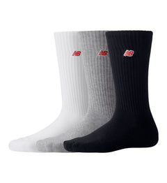 New Balance NB Patch Logo Crew Socks 3 Pack White Multi LAS33763WM | Pro Feet