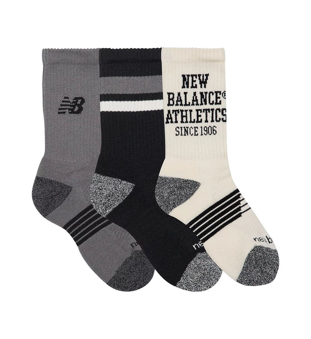 New Balance Active Graphic Crew Socks 3 Pack Black Multi LAS35111AS | Pro Feet