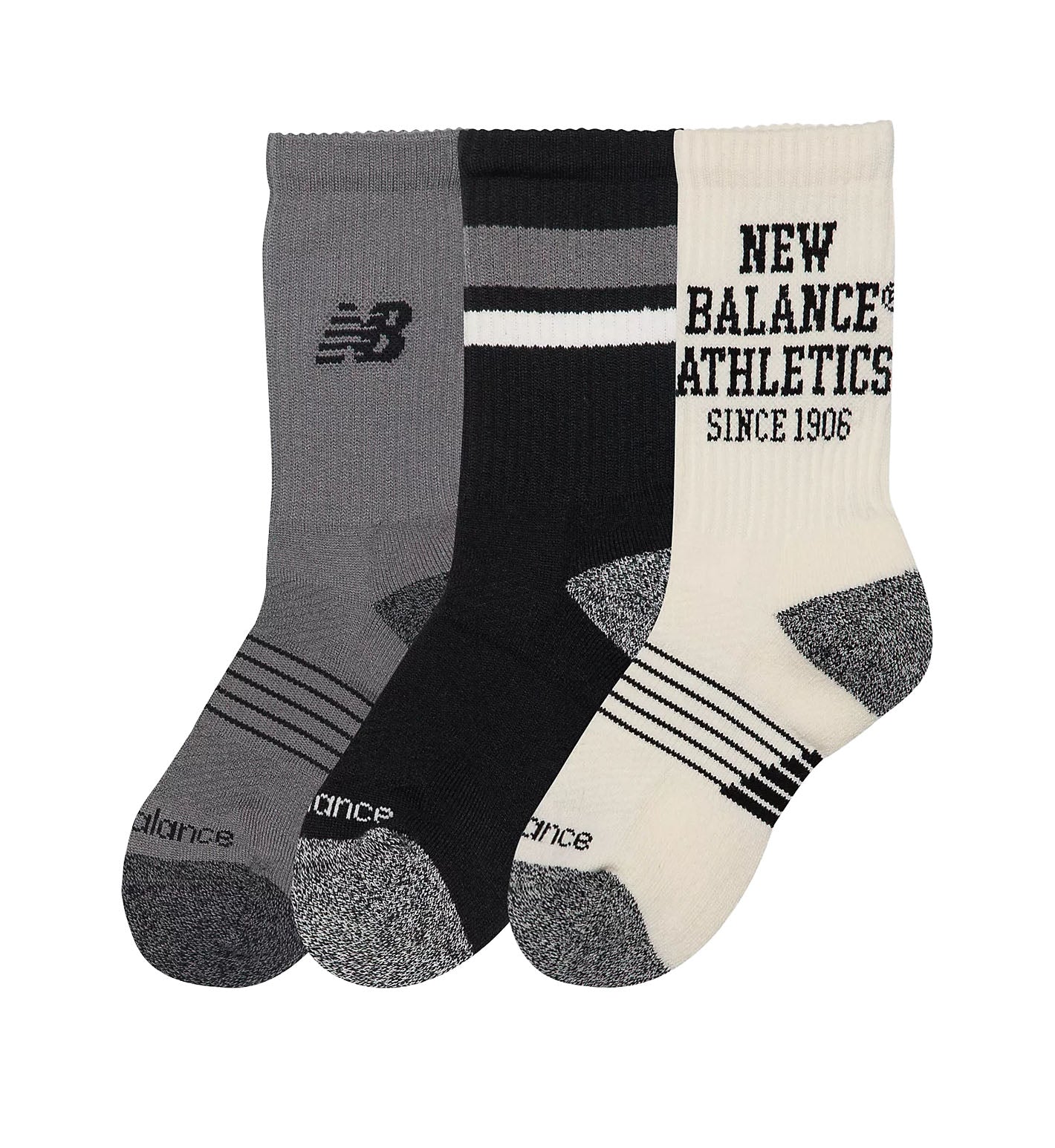 New Balance Active Graphic Crew Socks 3 Pack Black Multi LAS35111AS | Pro Feet
