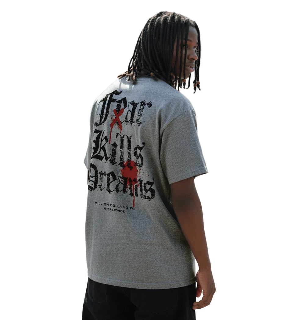 Million Dolla Motive Fear Kills Dreams T-Shirt Heather Grey MDM-FEAR | Pro Feet