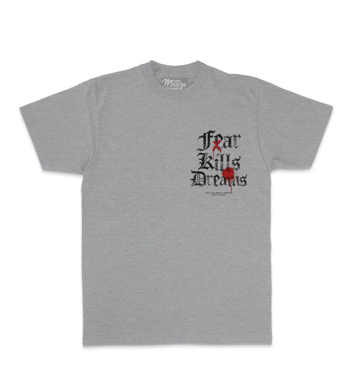 Million Dolla Motive Fear Kills Dreams T-Shirt Heather Grey MDM-FEAR | Pro Feet