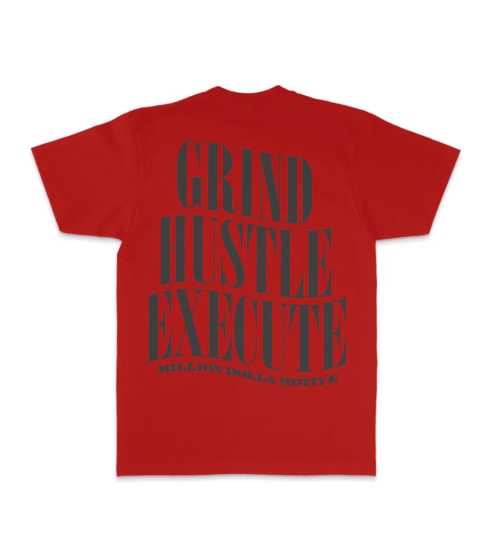 Million Dolla Motive Grind Hustle Execute T-Shirt Red MDM-GRIND | Pro Feet