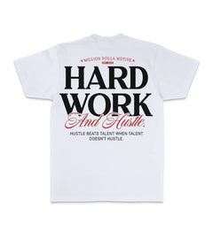 Million Dolla Motive Hard Work And Hustle T-Shirt – White | Pro Feet | MDM-HUSTLEWH