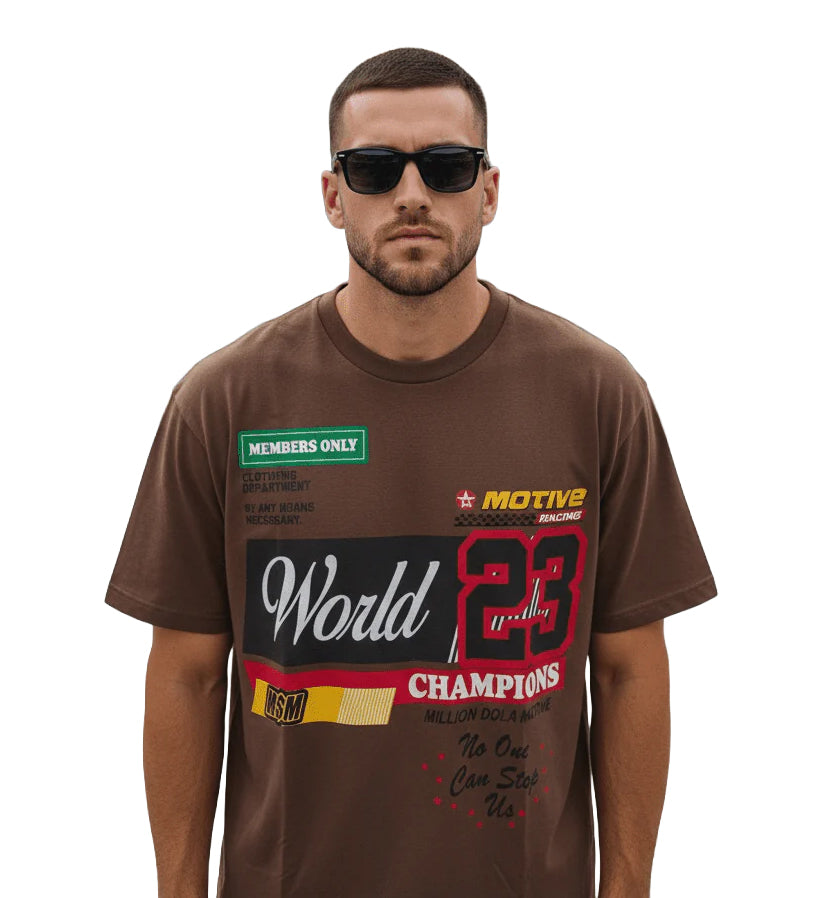 Million Dolla Motive Motive Racing T-Shirt Brown MDM-RACE | Pro Feet