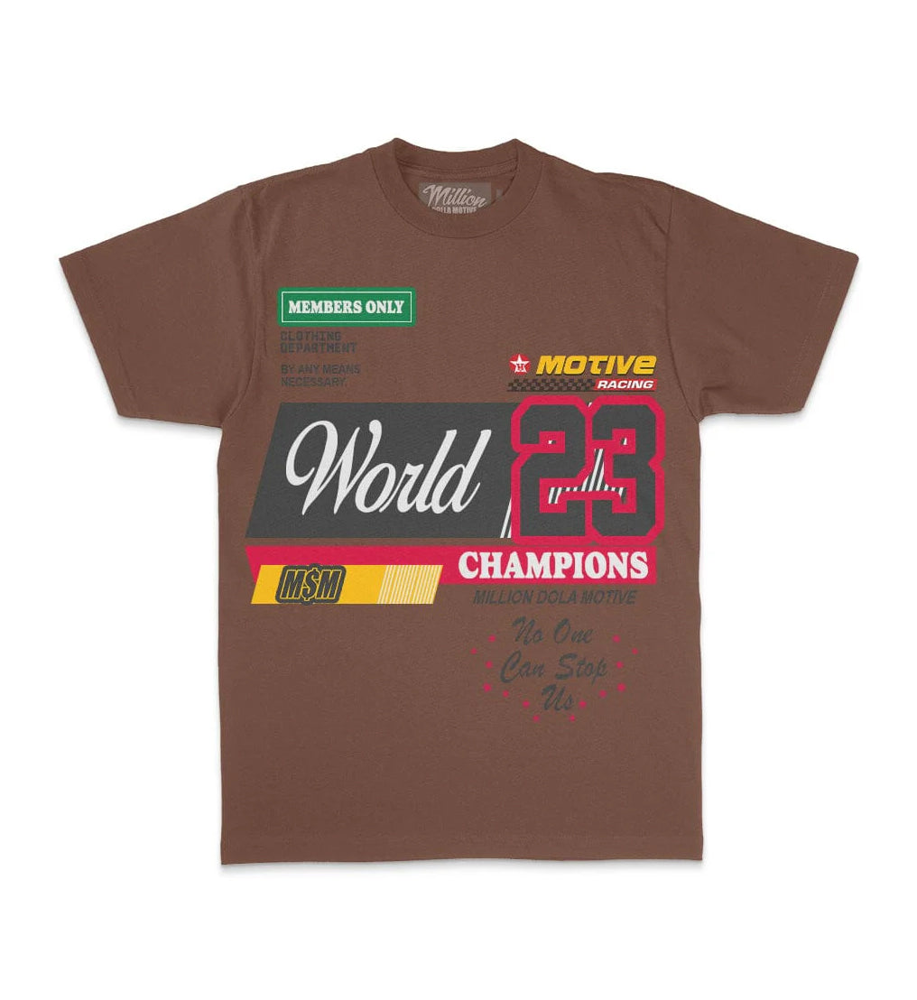 Million Dolla Motive Motive Racing T-Shirt Brown MDM-RACE | Pro Feet