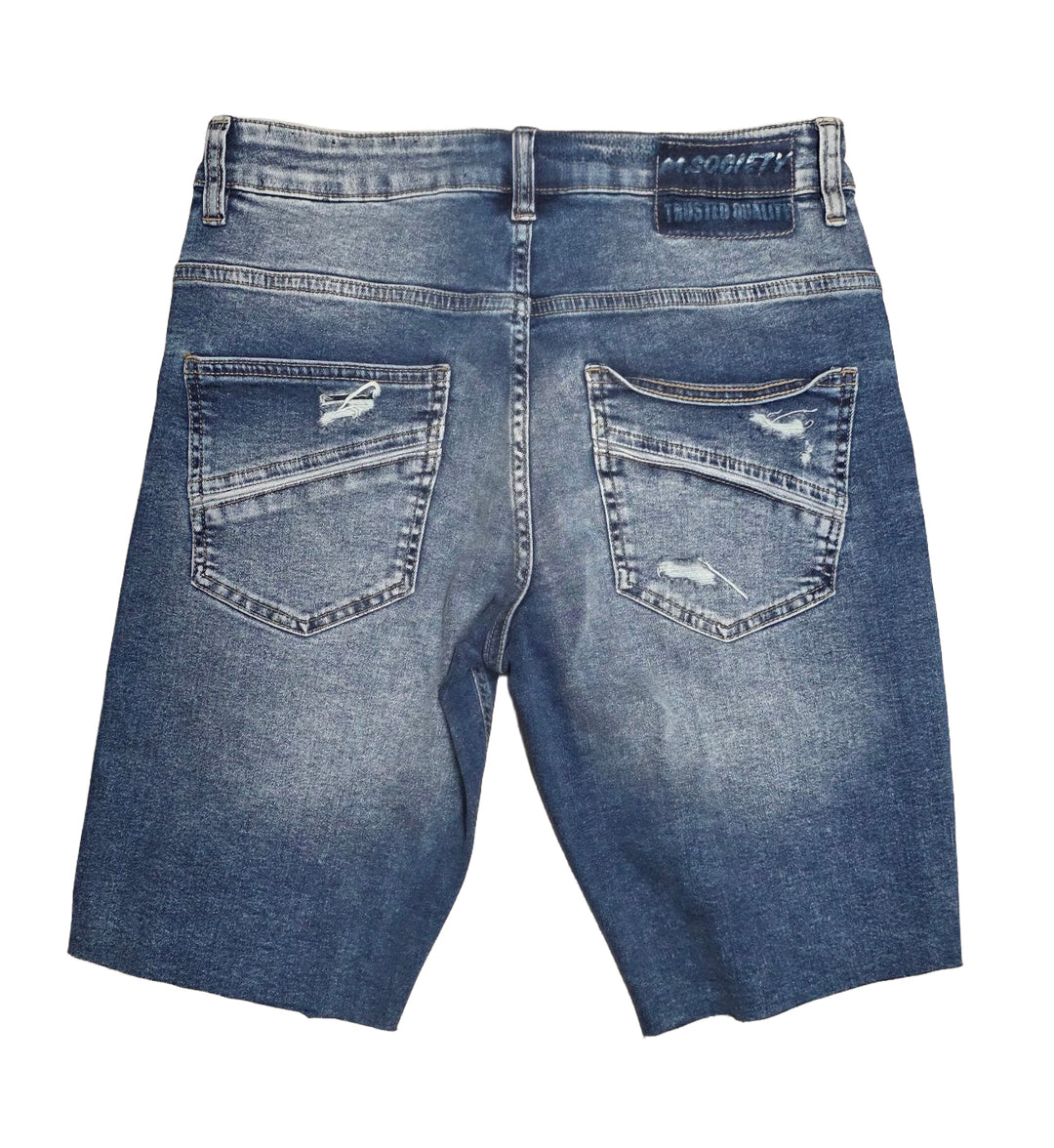M Society Rip and Repair Jean Shorts Indigo MS-26513 | Pro Feet