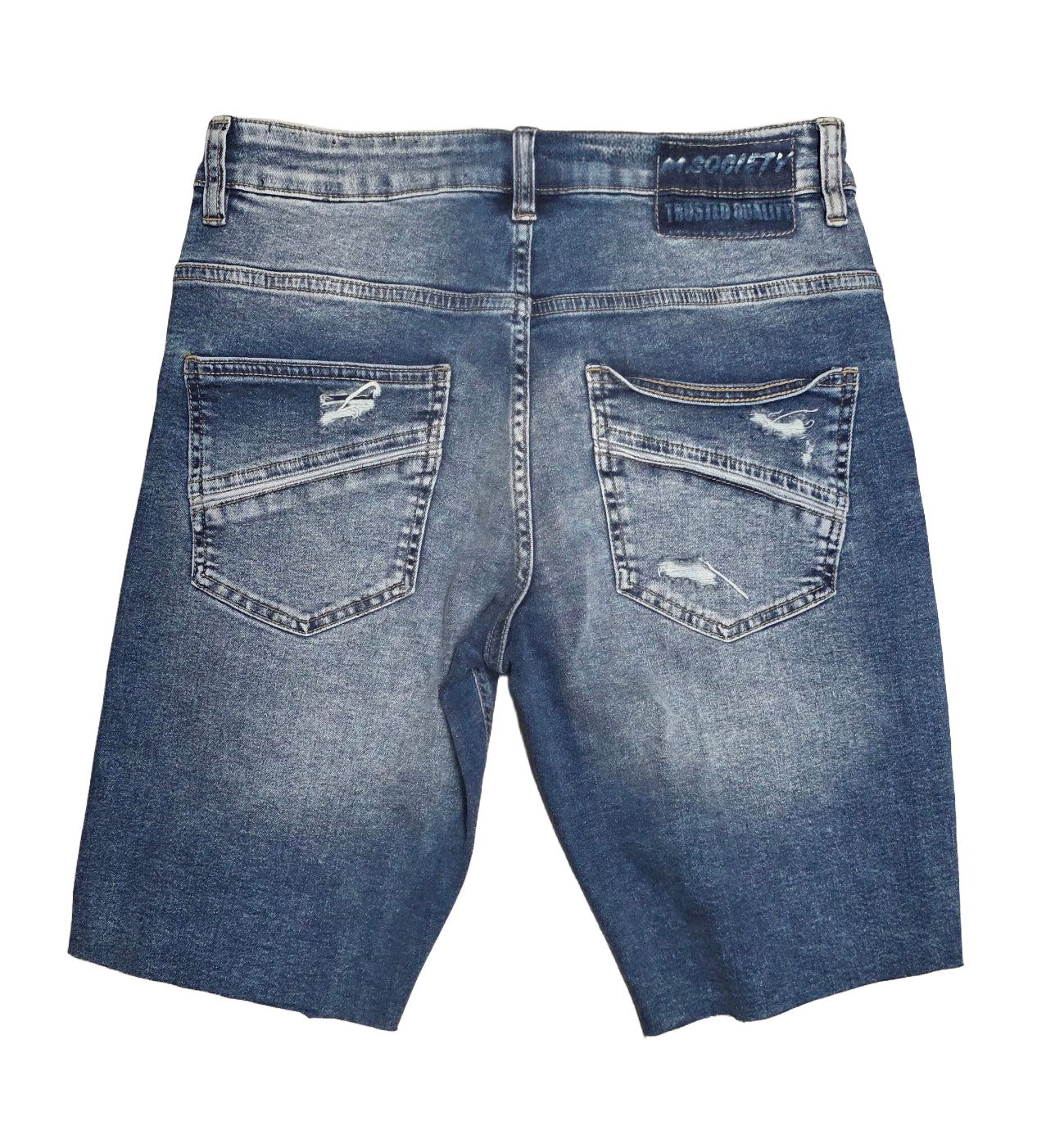 M Society Rip and Repair Jean Shorts Indigo MS-26513 | Pro Feet