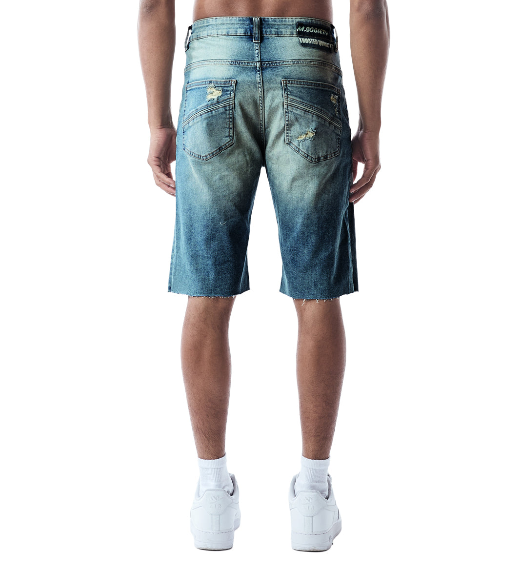 M Society Rip and Repair Jean Shorts Indigo MS-26513 | Pro Feet
