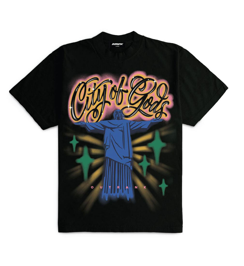 Outrank City of Gods Ultra Heavyweight T-Shirt Black OR3926PR | Pro Feet