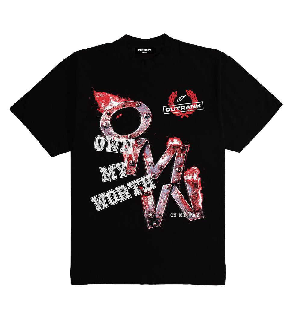 Outrank Own My Worth Ultra Heavyweight T-Shirt Black OR4082PR | Pro Feet