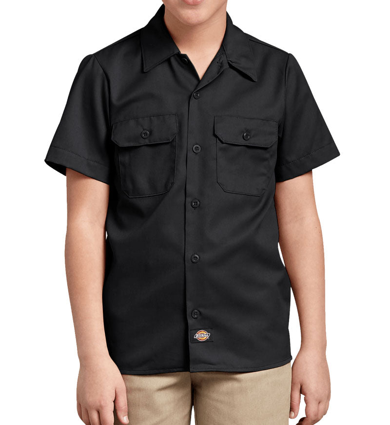 Black Dickies Kids’ Short Sleeve Work Shirt
