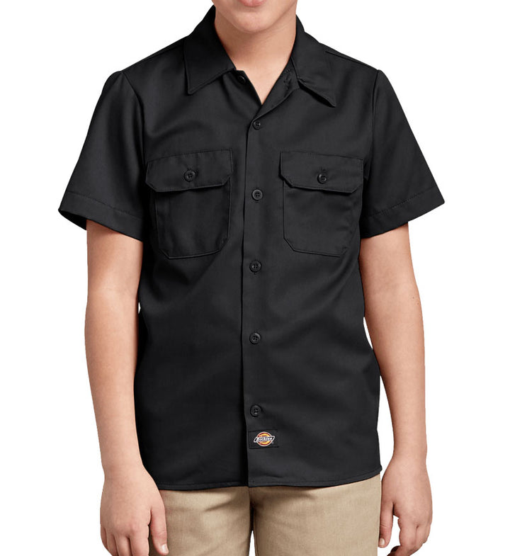 Black Dickies Kids’ Short Sleeve Work Shirt