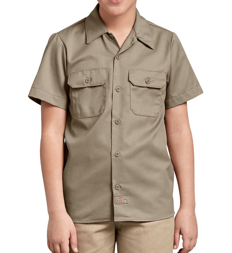 Khaki Dickies Kids’ Short Sleeve Work Shirt