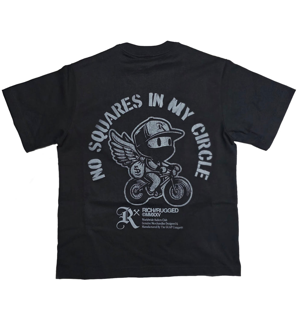 Rich &amp; Rugged Family First T-Shirt — Family First w/ Drk. Gray on Premium Black Crop Top