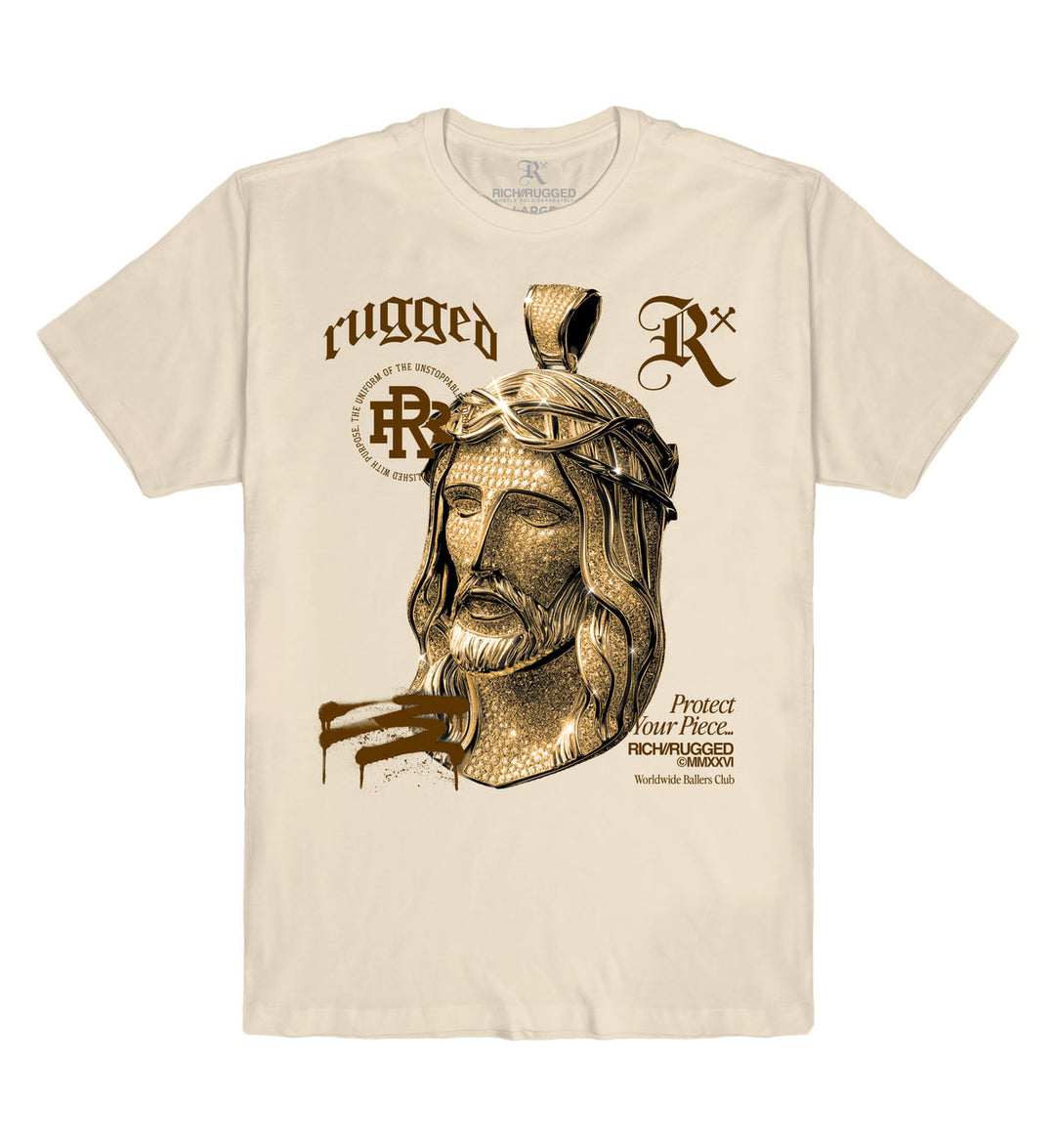 Rich & Rugged Jesus Peace Tee Natural | Pro Feet | RRJPE-NAT