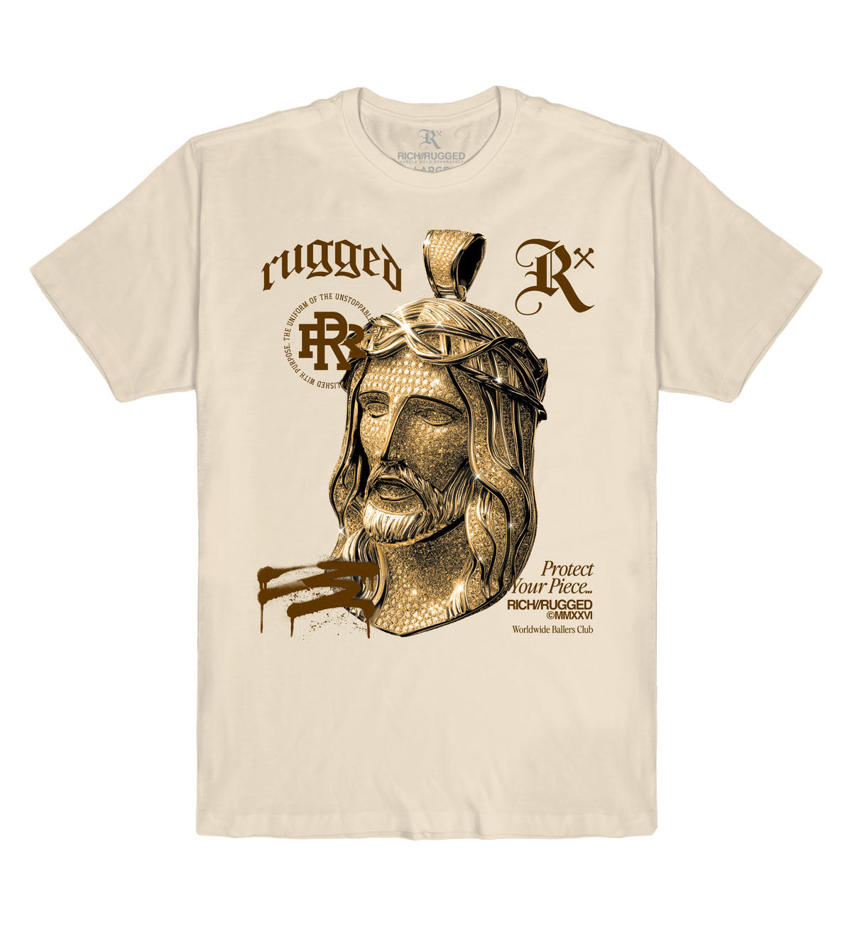 Rich & Rugged Jesus Peace Tee Natural | Pro Feet | RRJPE-NAT