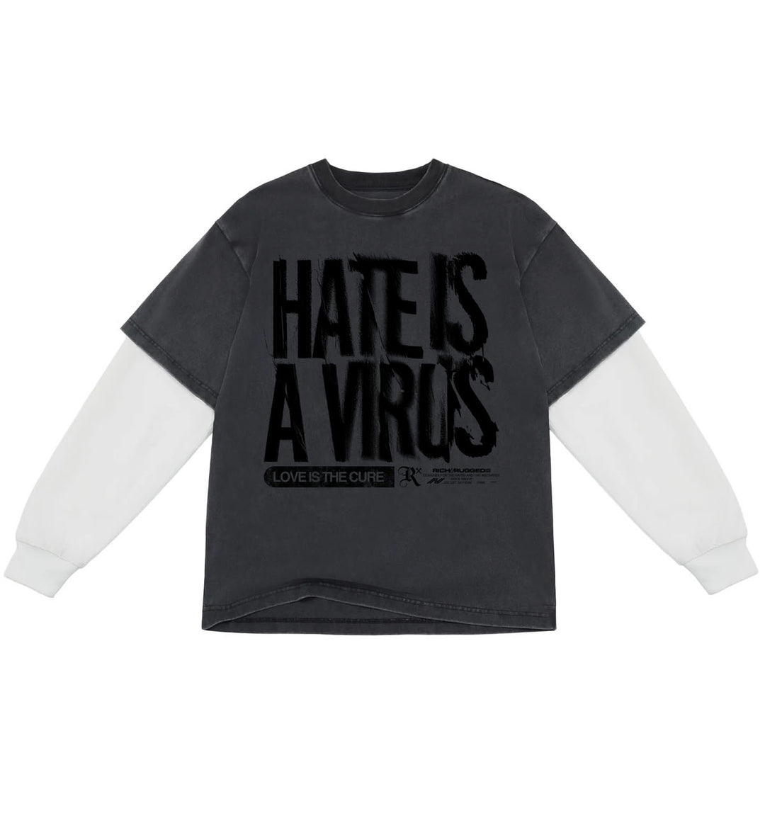 Rich & Rugged Virus Long Sleeve Tee Vintage Black | Pro Feet | RRLVIR-BLK2