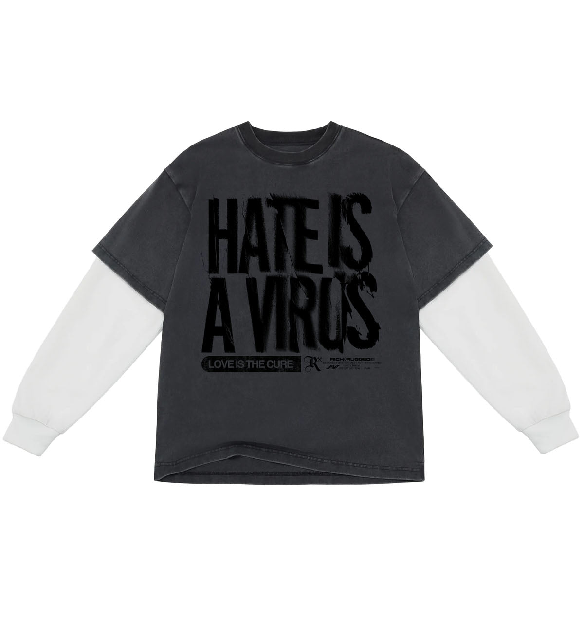 Rich & Rugged Virus Long Sleeve Tee Vintage Black | Pro Feet | RRLVIR-BLK2