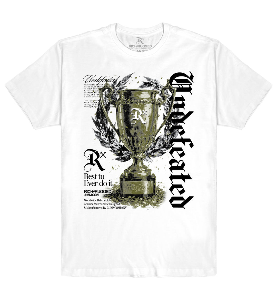 Rich & Rugged Undefeated Tee White RRUND-WHI1 | Pro Feet