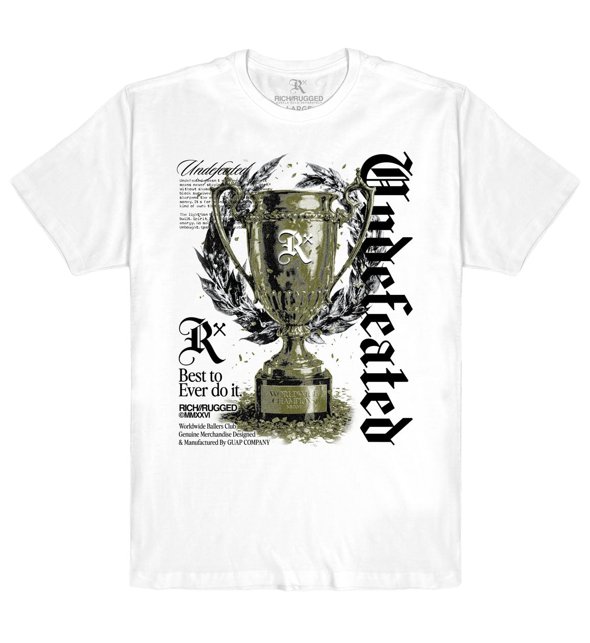 Rich & Rugged Undefeated Tee White RRUND-WHI1 | Pro Feet