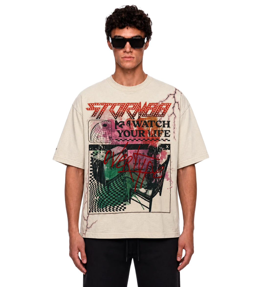 Kleep SOLANO Short Sleeve Regular Graphic Fit Tee Light Khaki Wash ST8-015 | Pro Feet